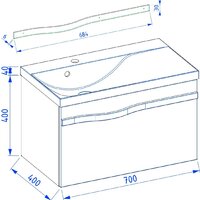 Lauter Тумба под умывальник Eva 69 (белый глянец, ручка матовая черная сталь) Image #6