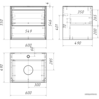 Cersanit Тумба под умывальник со столешницей Louna 60 SZ-LOU60-BL/WH Image #6