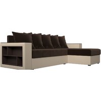 Лига диванов Дубай лайт правый 114183 (микровельвет коричневый/экокожа бежевый) Image #2