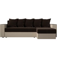 Лига диванов Дубай лайт правый 114183 (микровельвет коричневый/экокожа бежевый) Image #3