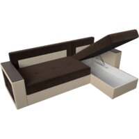 Лига диванов Дубай лайт правый 114183 (микровельвет коричневый/экокожа бежевый) Image #8