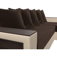 Лига диванов Дубай лайт правый 114183 (микровельвет коричневый/экокожа бежевый) Image #9