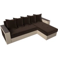 Лига диванов Дубай лайт правый 114183 (микровельвет коричневый/экокожа бежевый) Image #4