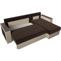 Лига диванов Дубай лайт правый 114183 (микровельвет коричневый/экокожа бежевый) Image #7