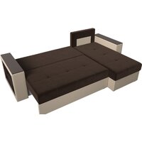 Лига диванов Дубай лайт правый 114183 (микровельвет коричневый/экокожа бежевый) Image #6