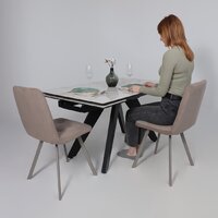 Lepremo AV 2122 МДФ+керамика раздвижной 1400-2000x850 (натуральный глянцевый Gold Jade/черный) Image #3