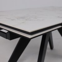 Lepremo AV 2122 МДФ+керамика раздвижной 1400-2000x850 (натуральный глянцевый Gold Jade/черный) Image #9