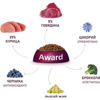 Award Adult All Breed для всех пород с говядиной, курицей с добавлением брокколи и черники 12 кг Image #5