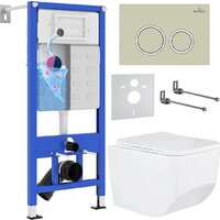 Roxen Boro в комплекте с инсталляцией StounFix Dual Fresh 6 в 1 966244 (кнопка: бежевый)