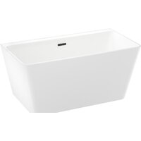 Wellsee Graceful Pro 140x74 230901003 (отдельностоящая ванна белый глянец, экран, ножки, сифон-автомат матовый черный) Image #2