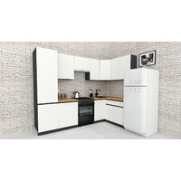 ВерсоМебель Эко-8 1.4x2.7 правая (белый фасадный/ст.золотистый дуб)