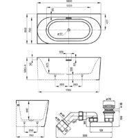 Wellsee Collaro 180x80 28910401R (пристенная ванна (левая) белый глянец, экран, ножки, сифон-автомат хром) Image #10