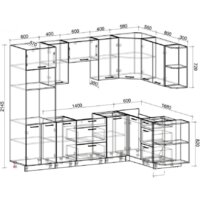 Интерлиния Мила Лайт 1.68x2.6 правая без столешницы (серебристый/бетон) Image #2