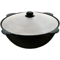 Davr Metall Узбекский чугунный с крышкой, круглое дно (6 л)