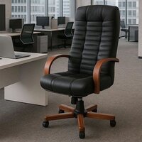 AksHome Атлант экстра (орех светлый, кожа черная) Image #3