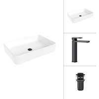 Умывальник Lauter 21842 + Cascade 21СК0655BS с донным клапаном 21190B (черный матовый) - Превью изображения №1 — Интернет-Магазин TECNO.BY