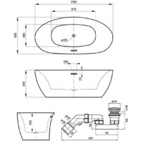 Wellsee Enjoy e Amedeo 175x83 23740101R (отдельностоящая ванна белый глянец, экран, ножки, сифон-автомат хром) Image #10