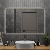 Roxen Зеркало Frida c подсветкой 510215-120 (120x70) в тонком металлическом профиле в цвете брашированное золото Image #4