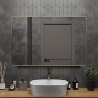 Roxen Зеркало Frida c подсветкой 510215-120 (120x70) в тонком металлическом профиле в цвете брашированное золото Image #2