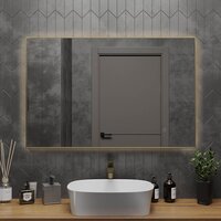 Roxen Зеркало Frida c подсветкой 510215-120 (120x70) в тонком металлическом профиле в цвете брашированное золото Image #3