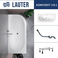 Lauter Bliss 160 L 21201061L (с ножками и сифоном 21Y32002 белый)