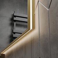 Roxen Зеркало Frida c подсветкой 510215-90 (90x70) в тонком металлическом профиле в цвете брашированное золото Image #7