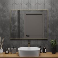 Roxen Зеркало Frida c подсветкой 510215-90 (90x70) в тонком металлическом профиле в цвете брашированное золото Image #2