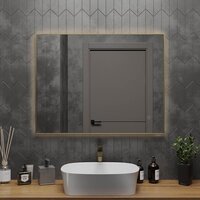 Roxen Зеркало Frida c подсветкой 510215-90 (90x70) в тонком металлическом профиле в цвете брашированное золото Image #5