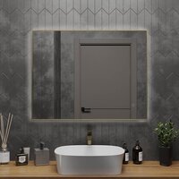 Roxen Зеркало Frida c подсветкой 510215-90 (90x70) в тонком металлическом профиле в цвете брашированное золото Image #4