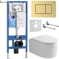 Roxen Royal Matt в комплекте с инсталляцией StounFix Dual Fresh 6 в 1 968299 (кнопка: брашированное золото)