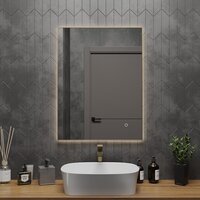 Roxen Зеркало Frida c подсветкой 510215-60 (60x80) в тонком металлическом профиле в цвете брашированное золото Image #4