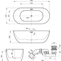 Wellsee Chic Riviera 179x84,5 236803004 (отдельностоящая ванна белый глянец, экран, ножки, сифон-автомат золото) Image #10