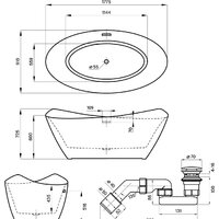Wellsee L’univers 177,5x91 236401002 (отдельностоящая ванна белый глянец, экран, ножки, сифон-автомат глянцевый белый) Image #8
