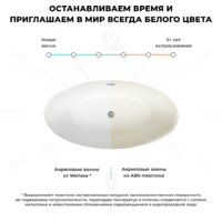 Wellsee L’univers 177,5x91 236401002 (отдельностоящая ванна белый глянец, экран, ножки, сифон-автомат глянцевый белый) Image #5