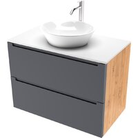 ЗОВ Тумба под умывальник Дион 80 D80LHO0M7015МKV5-KP13W (графит матовый/дуб)