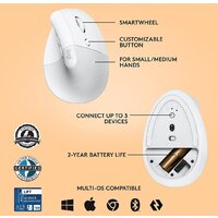 Вертикальная мышь Logitech Lift (белый) - Превью изображения №6 — Интернет-Магазин TECNO.BY