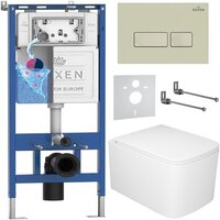 Унитаз подвесной Roxen Berg в комплекте с инсталляцией StounFix Dual Fresh 6 в 1 967234 (кнопка: бежевая) - Превью изображения №1 — Интернет-Магазин TECNO.BY