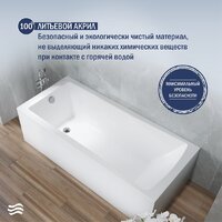 Ванна Lauter Aurora 160x70 21010060 (с каркасом и сифоном 21Y11021 матовый черный) - Превью изображения №5 — Интернет-Магазин TECNO.BY