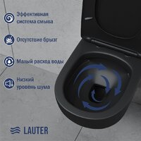 Унитаз подвесной Lauter Sulzdorf + GROHE Solido 38811KF0 + панель GROHE 37131000 (черный с микролифтом) - Превью изображения №4 — Интернет-Магазин TECNO.BY
