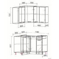 Интерлиния Мила Лайт 1.2x1.2 без столешницы (белый платинум/дуб золотой) Image #2