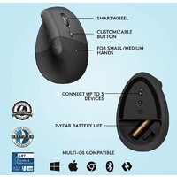 Вертикальная мышь Logitech Lift (графит) - Превью изображения №6 — Интернет-Магазин TECNO.BY