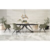 Halmar Hilario раскладной 180-260/90/75 (белый мрамор/черный) Image #2