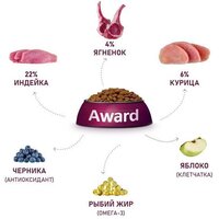Award Adult All Breed с ягненком с индейкой с добавлением яблока и черники 2 кг Image #5