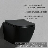 Унитаз подвесной Lauter Magdeburg 21103EC + AM.PM PrimeFit I012709.0151 (черный матовый хром глянцевый, с кнопкой смыва) - Превью изображения №4 — Интернет-Магазин TECNO.BY