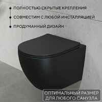 Унитаз подвесной Lauter Augsburg 21109EC + 39504000 (черный матовый с кнопкой смыва) - Превью изображения №5 — Интернет-Магазин TECNO.BY