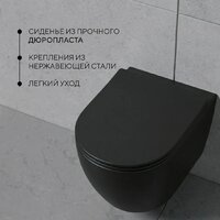 Унитаз подвесной Lauter Augsburg 21109EC + 39504000 (черный матовый с кнопкой смыва) - Превью изображения №4 — Интернет-Магазин TECNO.BY