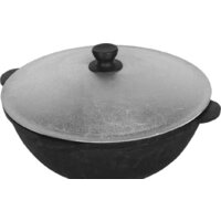 Chugun Invest Узбекский с алюминиевой крышкой (8 л, круглое дно) Image #2