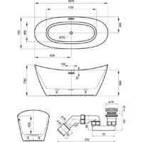 Wellsee Carefree Dove 168x73 23290103R (отдельностоящая ванна белый глянец, экран, ножки, сифон-автомат матовый черный) Image #10