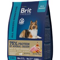 Brit Premium Dog Sensitive для взрослых собак всех пород с чувствительным пищеварением с ягненком и индейкой 8 кг