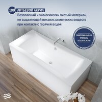 Ванна Lauter Belgravia 170x75 21110170 (с каркасом и сифоном 21Y11021 матовый черный) - Превью изображения №6 — Интернет-Магазин TECNO.BY
